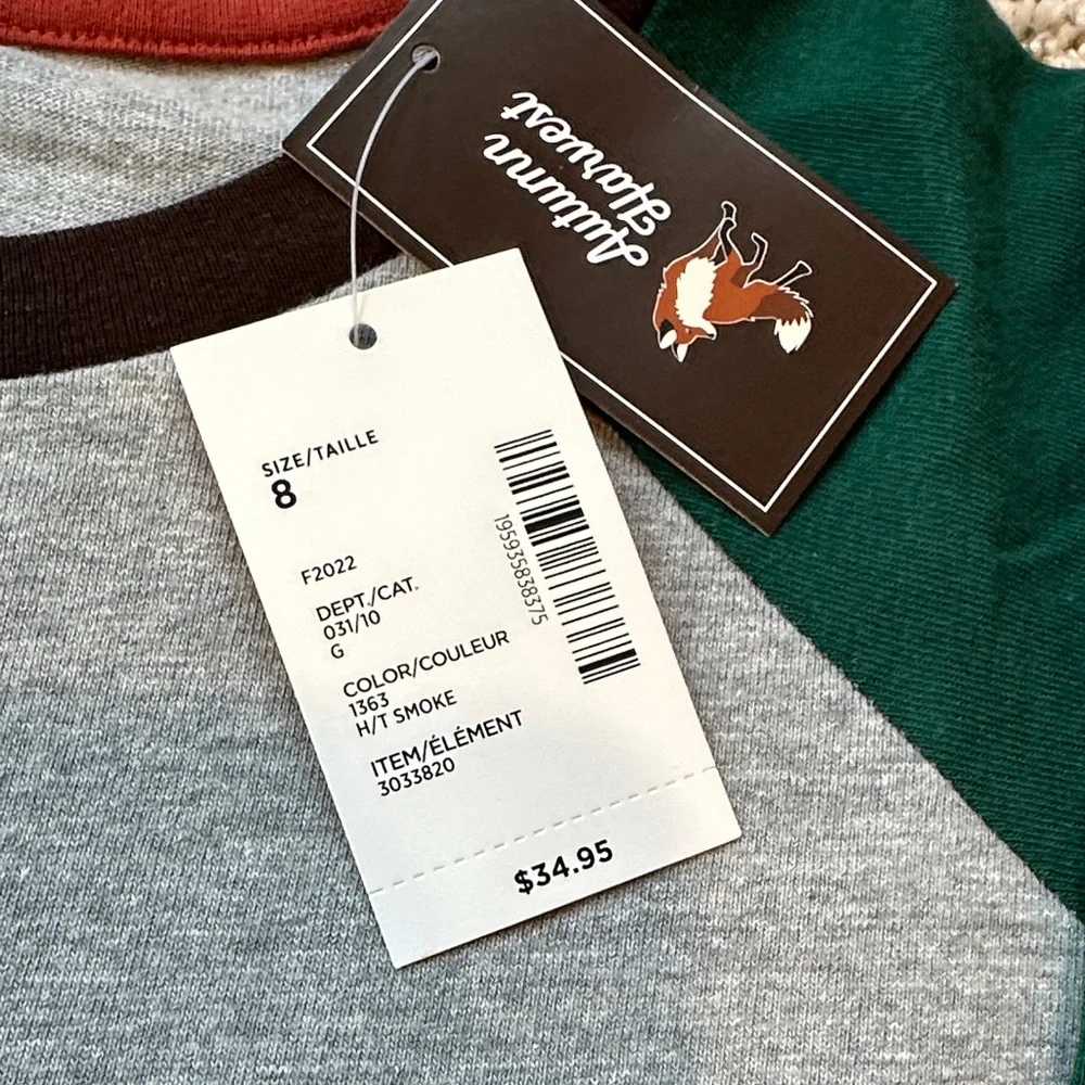NWT Gymboree Forest Green and Gray Raglan appliqué Bear and Squirrel tee size 8